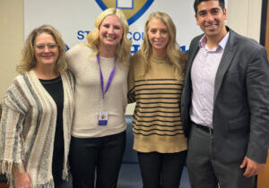Delfina CEO Senan Ebrahim and Vice President of Product Jessica Barra meet with South Country Health Services Director Kim Worrall and Manager of Clinical Management Brenna Toquam. R to L: Kim Worrall, Jessica Barra, Brenna Toquam, Senan Ebrahim.